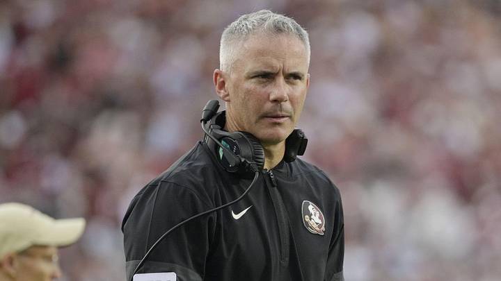 Aug 30, 2025; Tallahassee, Florida, USA; Florida State Seminoles head coach Mike Norvell reacts after a play against the Alabama Crimson Tide during the second half at Doak S. Campbell Stadium. Mandatory Credit: Melina Myers-Imagn Images Aug 30, 2025; Tallahassee, Florida, USA; Florida State Seminoles head coach Mike Norvell reacts after a play against the Alabama Crimson Tide during the second half at Doak S. Campbell Stadium. Mandatory Credit: Melina Myers-Imagn Images