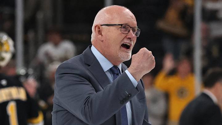 May 1, 2026; Boston, Massachusetts, USA; Buffalo Sabres head coach Lindy Ruff pumps his fist after their 4-1 win over the Boston Bruins in game six of the first round of the 2026 Stanley Cup Playoffs at TD Garden. Mandatory Credit: Winslow Townson-Imagn Images May 1, 2026; Boston, Massachusetts, USA; Buffalo Sabres head coach Lindy Ruff pumps his fist after their 4-1 win over the Boston Bruins in game six of the first round of the 2026 Stanley Cup Playoffs at TD Garden. Mandatory Credit: Winslow Townson-Imagn Images