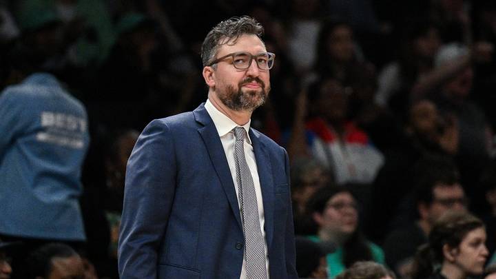 May 25, 2026; Brooklyn, New York, USA; New York Liberty head coach Chris DeMarco reacts during the second half against the Portland Fire at Barclays Center. Mandatory Credit: John Jones-Imagn Images May 25, 2026; Brooklyn, New York, USA; New York Liberty head coach Chris DeMarco reacts during the second half against the Portland Fire at Barclays Center. Mandatory Credit: John Jones-Imagn Images