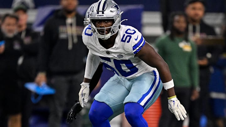 Dallas Cowboys linebacker Shemar James lines up during the game between the Cowboys and the Green Bay Packers.