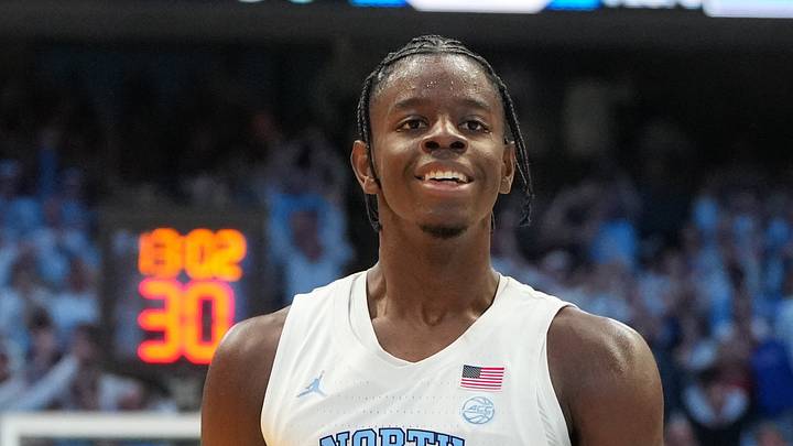 Nov 7, 2025; Chapel Hill, North Carolina, USA; North Carolina Tar Heels forward Caleb Wilson (8) reacts in the second half at Dean E. Smith Center. Mandatory Credit: Bob Donnan-Imagn Images Nov 7, 2025; Chapel Hill, North Carolina, USA; North Carolina Tar Heels forward Caleb Wilson (8) reacts in the second half at Dean E. Smith Center. Mandatory Credit: Bob Donnan-Imagn Images