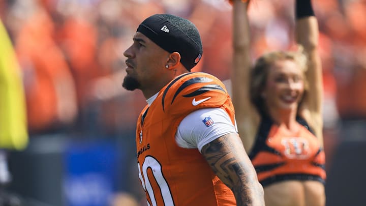 Sep 14, 2025; Cincinnati, Ohio, USA; Cincinnati Bengals running back Chase Brown (30) runs onto the field before the game against the Jacksonville Jaguars at Paycor Stadium. Mandatory Credit: Katie Stratman-Imagn Images Sep 14, 2025; Cincinnati, Ohio, USA; Cincinnati Bengals running back Chase Brown (30) runs onto the field before the game against the Jacksonville Jaguars at Paycor Stadium. Mandatory Credit: Katie Stratman-Imagn Images