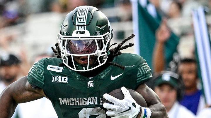 Michigan State’s Cam Edwards runs for a gain against Eastern Michigan during the fourth quarter on Saturday, Sept. 12, 2026, at Spartan Stadium in East Lansing. Michigan State’s Cam Edwards runs for a gain against Eastern Michigan during the fourth quarter on Saturday, Sept. 12, 2026, at Spartan Stadium in East Lansing.