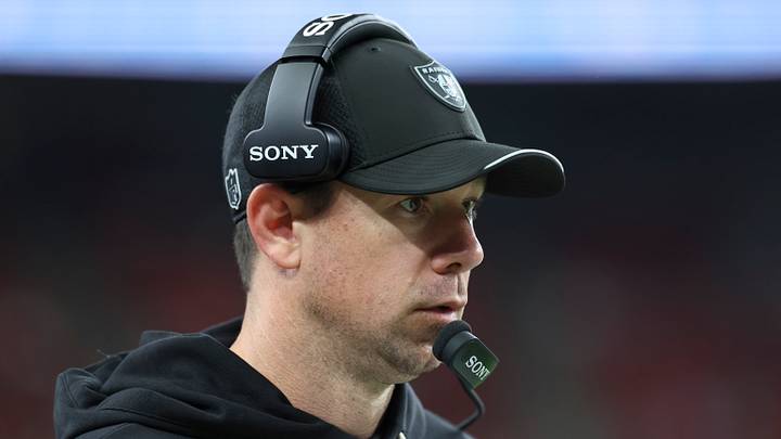 Aug 20, 2026; Houston, Texas, USA;  Las Vegas Raiders head coach Klint Kubiak walks on the sideline during the fourth quarter against the Houston Texans at Reliant Stadium. Mandatory Credit: Troy Taormina-Imagn Images