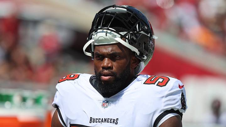 Sep 29, 2024; Tampa, Florida, USA; Tampa Bay Buccaneers linebacker Markees Watts (58) against the Philadelphia Eagles during the first half at Raymond James Stadium. Mandatory Credit: Kim Klement Neitzel-Imagn Images