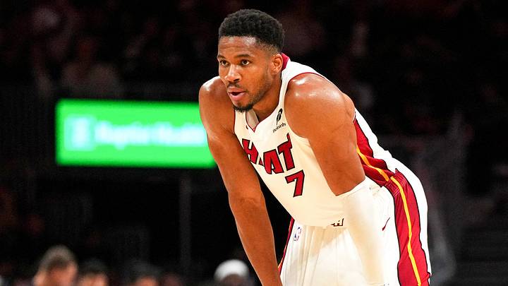 Miami Heat forward Giannis Antetokounmpo (7) takes a moment (Mandatory Credit: Jim Rassol-Imagn Images) Miami Heat forward Giannis Antetokounmpo (7) takes a moment (Mandatory Credit: Jim Rassol-Imagn Images)