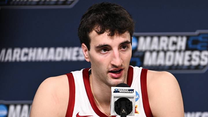Mar 22, 2026; St. Louis, MO, USA; Iowa State Cyclones forward Milan Momcilovic (22) speaks during the postgame press conference after the game against the Kentucky Wildcats during a second round game of the men's 2026 NCAA Tournament at Enterprise Center. Mandatory Credit: Jeff Le-Imagn Images Mar 22, 2026; St. Louis, MO, USA; Iowa State Cyclones forward Milan Momcilovic (22) speaks during the postgame press conference after the game against the Kentucky Wildcats during a second round game of the men's 2026 NCAA Tournament at Enterprise Center. Mandatory Credit: Jeff Le-Imagn Images