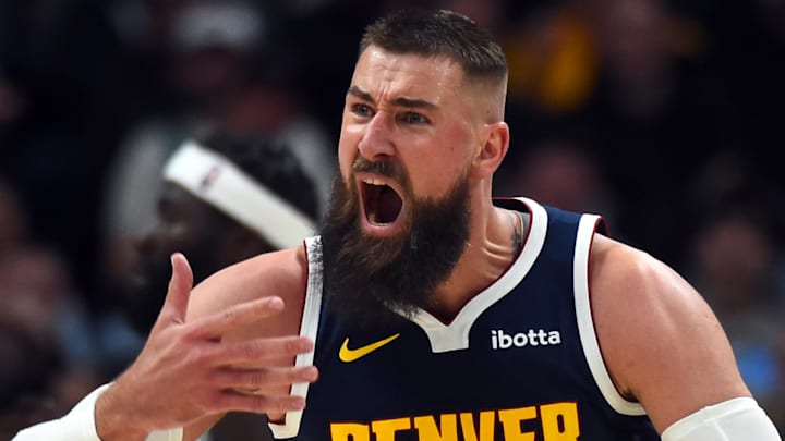 Feb 25, 2026; Denver, Colorado, USA; Denver Nuggets center Jonas Valanciunas (17) reacts after he thought he was fouled during the second half against the Boston Celtics at Ball Arena. Mandatory Credit: Christopher Hanewinckel-Imagn Images Feb 25, 2026; Denver, Colorado, USA; Denver Nuggets center Jonas Valanciunas (17) reacts after he thought he was fouled during the second half against the Boston Celtics at Ball Arena. Mandatory Credit: Christopher Hanewinckel-Imagn Images