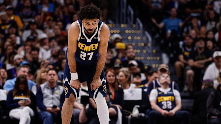 May 11, 2025; Denver, Colorado, USA; Denver Nuggets guard Jamal Murray (27) in the second quarter against the Oklahoma City Thunder during game four of the second round of the 2025 NBA Playoffs at Ball Arena.