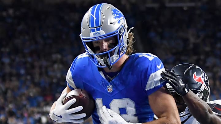 Detroit Lions wide receiver Isaac TeSlaa (18).