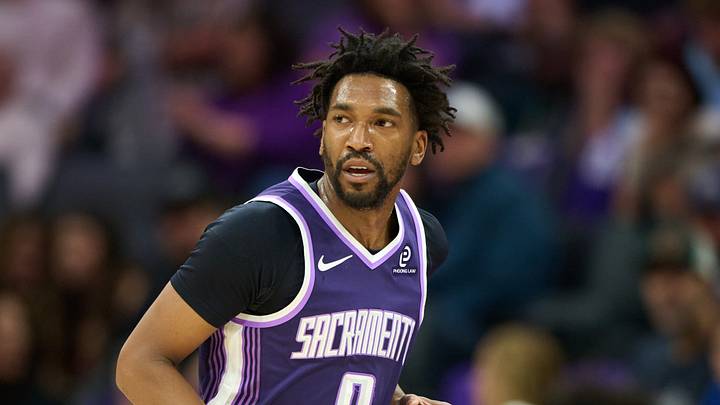Apr 10, 2026; Sacramento, California, USA; Sacramento Kings guard Malik Monk (0) brings the ball upcourt against against the Golden State Warriors during the first half at Golden 1 Center. Mandatory Credit: Robert Edwards-Imagn Images