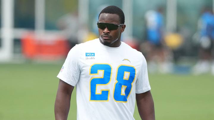 May 11, 2026; El Segundo, CA, USA; Los Angeles Chargers running back Kimani Vidal (28) during offseason workouts at The Bolt. Mandatory Credit: Kirby Lee-Imagn Images