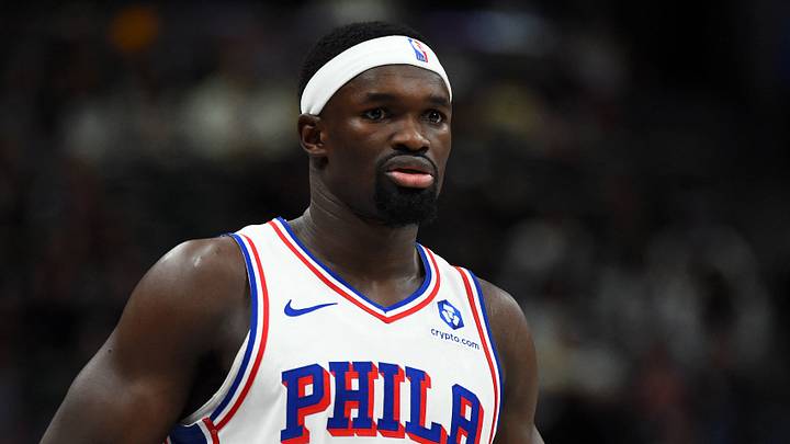 Philadelphia 76ers center Adem Bona (30) after a timeout during the first half against the Denver Nuggets at Ball Arena. 