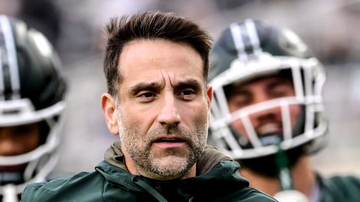 Michigan State's defensive coordinator Joe Rossi runs to the locker room before the game against Penn State on Saturday, Nov. 15, 2025, at Spartan Stadium in East Lansing.