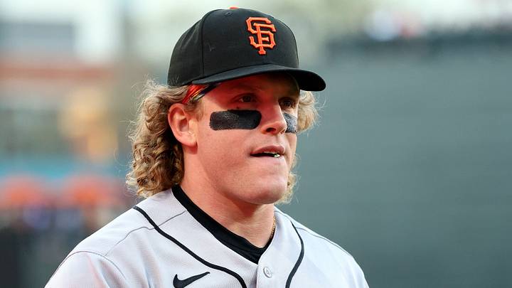 Baltimore, Maryland, USA; San Francisco Giants left fielder Harrison Bader (9) looks on before a game against the Baltimore Orioles at Oriole Park at Camden Yards. Mandatory Credit: Daniel Kucin Jr.-Imagn Images