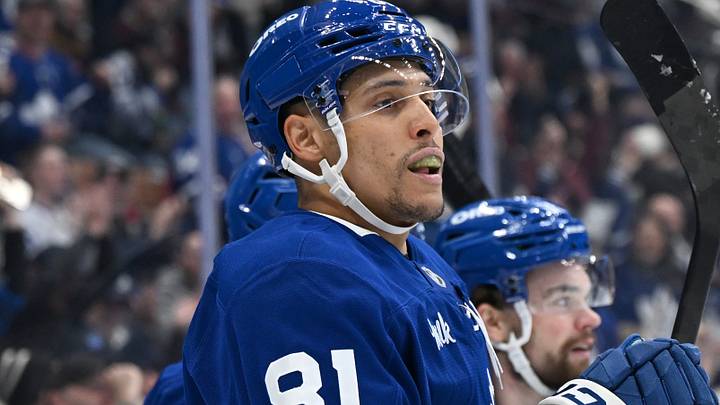 Mar 20, 2026; Toronto, Ontario, CAN;   Toronto Maple Leafs forward Dakota Joshua (81) celebrates with team mates after scoring a goal against the Carolina Hurricanes in the first period at Scotiabank Arena. Mandatory Credit: Dan Hamilton-Imagn Images