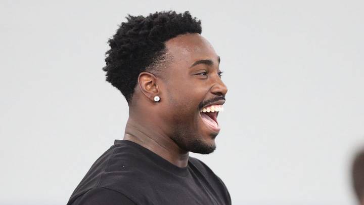 Kansas football player Jalon Daniels reacts during Pro Day at the University of Kansas on Wednesday, March 11, 2026.