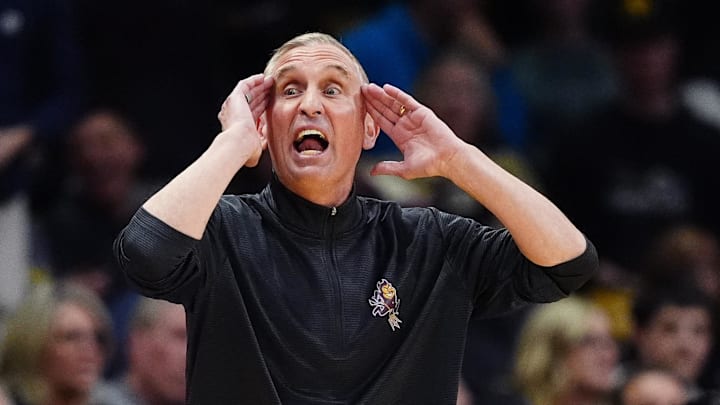 Feb 7, 2026; Boulder, Colorado, USA; Arizona State Sun Devils head coach Bobby Hurley calls out in the second half against the Colorado Buffaloes at the CU Events Center. Mandatory Credit: Ron Chenoy-Imagn Images