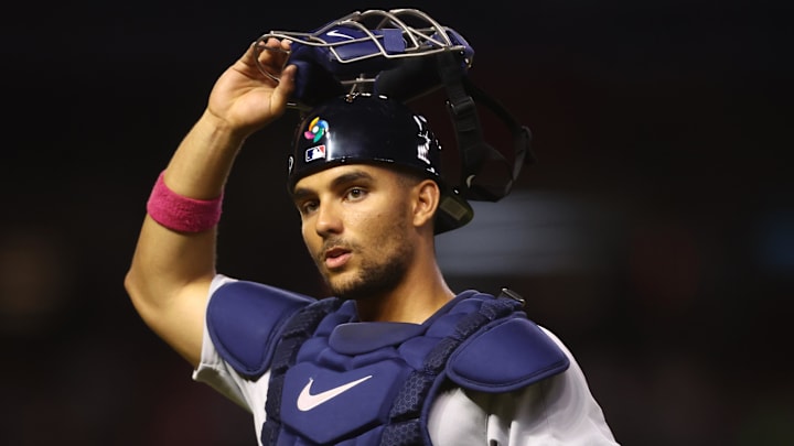 Great Britain catcher Harry Ford in the fourth inning against Mexico during the World Baseball Classic at Chase Field in 2023. 