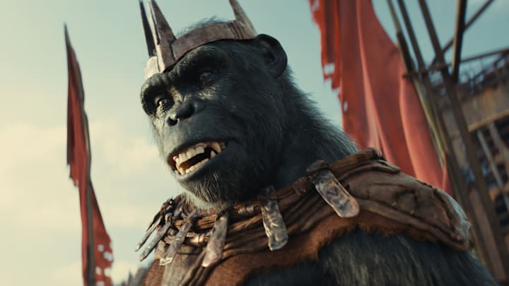 Proximus Caesar (played by Kevin Durand) in 20th Century Studios' KINGDOM OF THE PLANET OF THE APES. Photo courtesy of 20th Century Studios. © 2023 20th Century Studios. All Rights Reserved.