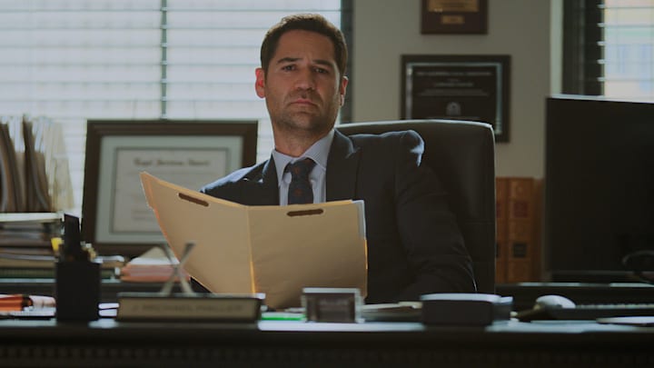 The Lincoln Lawyer. Manuel Garcia-Rulfo as Mickey Haller in episode 308 of The Lincoln Lawyer. 