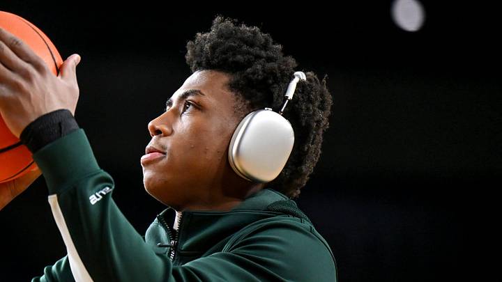 Michigan State's Jeremy Fears Jr. shoots before the game against Michigan on Sunday, March 8, 2026, at the Crisler Center in Ann Arbor. Michigan State's Jeremy Fears Jr. shoots before the game against Michigan on Sunday, March 8, 2026, at the Crisler Center in Ann Arbor.