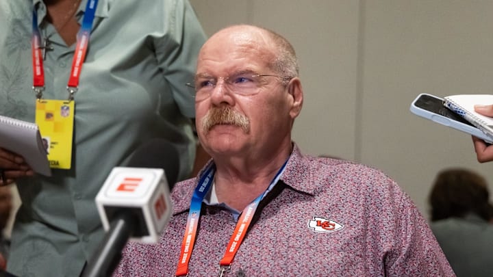 Mar 31, 2026; Phoenix, AZ, USA; Kansas City Chiefs head coach Andy Reid during the 2026 NFL Annual League Meeting at the Arizona Biltmore. Mandatory Credit: Mark J. Rebilas-Imagn Images