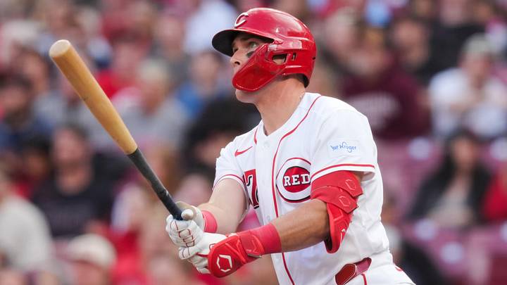 Cincinnati Reds catcher Tyler Stephenson (37) hits a grand slam 