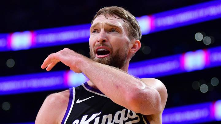 Dec 28, 2024; Los Angeles, California, USA; Sacramento Kings forward Domantas Sabonis (11) reacts after being called for a foul during the second half at Crypto.com Arena. Mandatory Credit: Gary A. Vasquez-Imagn Images Dec 28, 2024; Los Angeles, California, USA; Sacramento Kings forward Domantas Sabonis (11) reacts after being called for a foul during the second half at Crypto.com Arena. Mandatory Credit: Gary A. Vasquez-Imagn Images
