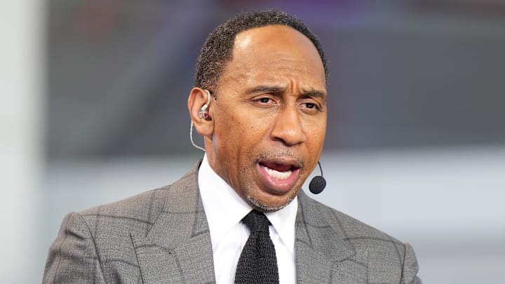 Oct 23, 2024; Inglewood, California, USA; Stephen A. Smith (Stephen Smith) on the ESPN NBA Countdown live set at Intuit Dome. Mandatory Credit: Kirby Lee-Imagn Images Oct 23, 2024; Inglewood, California, USA; Stephen A. Smith (Stephen Smith) on the ESPN NBA Countdown live set at Intuit Dome. Mandatory Credit: Kirby Lee-Imagn Images