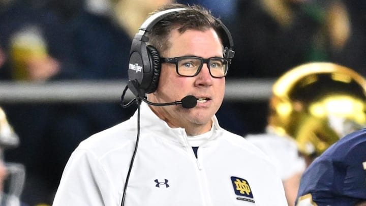 Oct 14, 2023; South Bend, Indiana, USA; Notre Dame Fighting Irish cefensive coordinator Al Golden