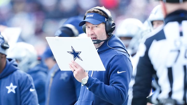Dallas Cowboys head coach Brian Schottenheimer looks on against the New York Giants at MetLife Stadium