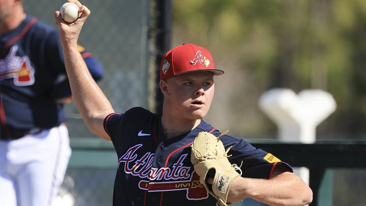 Feb 10, 2026; North Port, FL, USA; Atlanta Braves pitcher Garrett Baumann (90) works out during spring training workouts. Mandatory Credit: Kim Klement Neitzel-Imagn Images Feb 10, 2026; North Port, FL, USA; Atlanta Braves pitcher Garrett Baumann (90) works out during spring training workouts. Mandatory Credit: Kim Klement Neitzel-Imagn Images