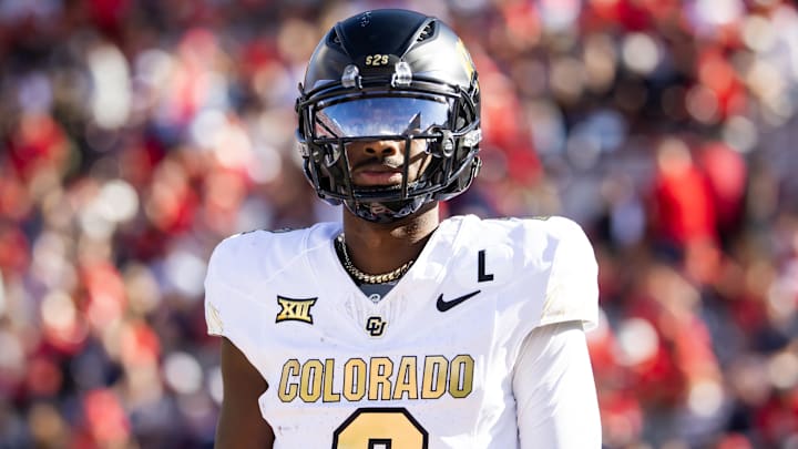Oct 19, 2024; Tucson, Arizona, USA; Colorado Buffalos quarterback Shedeur Sanders (2) against the Arizona Wildcats at Arizona Stadium. Mandatory Credit: Mark J. Rebilas-Imagn Images Oct 19, 2024; Tucson, Arizona, USA; Colorado Buffalos quarterback Shedeur Sanders (2) against the Arizona Wildcats at Arizona Stadium. Mandatory Credit: Mark J. Rebilas-Imagn Images