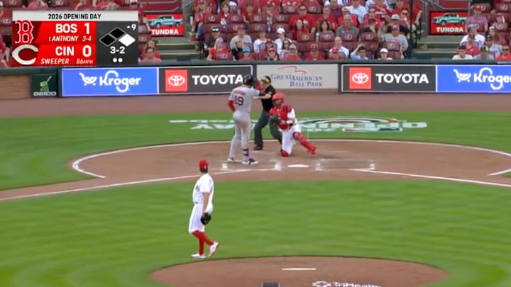 Boston’s Roman Anthony drew a key walk in the top of the ninth after challenging a strike call. 