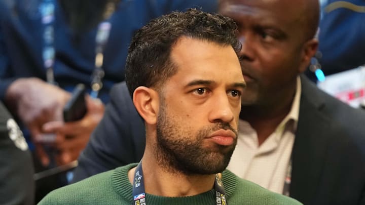 Atlanta Hawks general manager Landry Fields looks on during the draft combine.