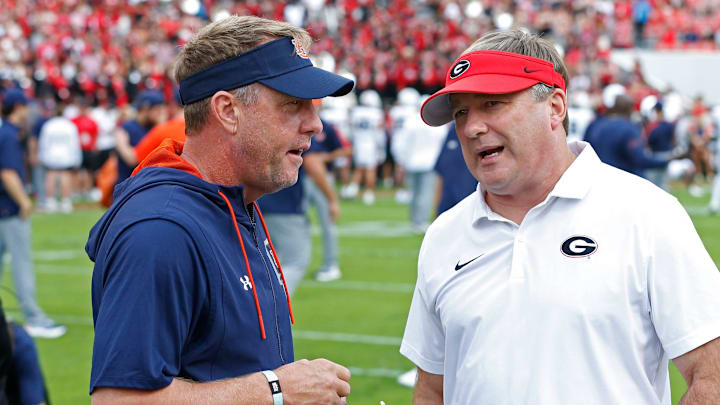 Auburn Tigers head coach Hugh Freeze dropped to 2-4 after a 31-13 loss to Kirby Smart and the Georgia Bulldogs. Auburn Tigers head coach Hugh Freeze dropped to 2-4 after a 31-13 loss to Kirby Smart and the Georgia Bulldogs.