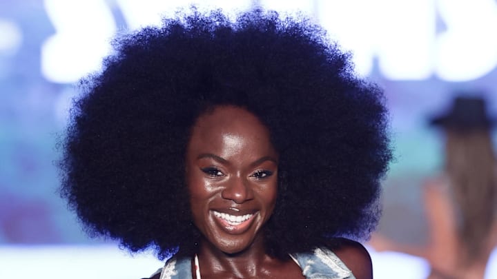 Tunde Oyeneyin was photographed by John Parra at SI Swimsuit’s 2025 Swim Week. 