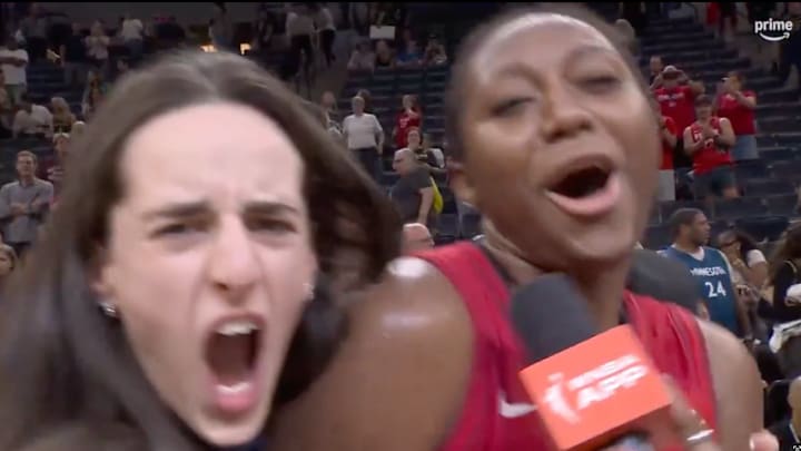 Caitlin Clark and Aliyah Boston after the Fever captured the Commissioner’s Cup.