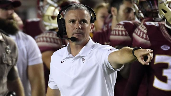 Sep 5, 2021; Tallahassee, Florida, USA; Florida State Seminoles head coach Mike Norvell during the game against the Notre Dame Fighting Irish at Doak S. Campbell Stadium. Mandatory Credit: Melina Myers-Imagn Images