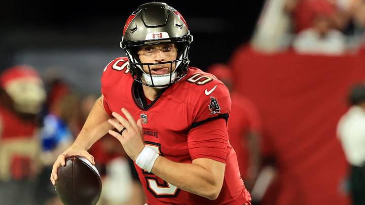 Aug 22, 2026; Tampa, Florida, USA; Tampa Bay Buccaneers quarterback Jake Browning (5) scrambles against the Kansas City Chiefs during the first half at Raymond James Stadium. Mandatory Credit: Kim Klement Neitzel-Imagn Images Aug 22, 2026; Tampa, Florida, USA; Tampa Bay Buccaneers quarterback Jake Browning (5) scrambles against the Kansas City Chiefs during the first half at Raymond James Stadium. Mandatory Credit: Kim Klement Neitzel-Imagn Images