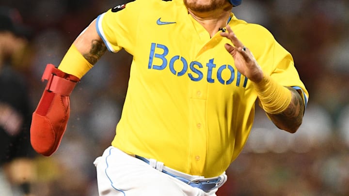 Jul 27, 2022; Boston, Massachusetts, USA; Boston Red Sox catcher Christian Vazquez (7) runs for third base during the fourth inning of a game against the Boston Red Sox at Fenway Park. Mandatory Credit: Brian Fluharty-Imagn Images Jul 27, 2022; Boston, Massachusetts, USA; Boston Red Sox catcher Christian Vazquez (7) runs for third base during the fourth inning of a game against the Boston Red Sox at Fenway Park. Mandatory Credit: Brian Fluharty-Imagn Images