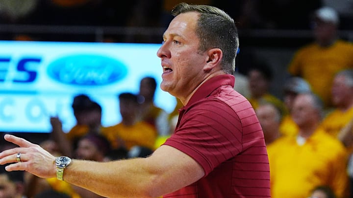 Iowa State Cyclones men's basketball head coach T.J. Otzelberger calls a play against Houston during the second half in the Big-12 men’s basketball at Hilton Coliseum on Feb. 16, 2026, in Ames, Iowa Iowa State Cyclones men's basketball head coach T.J. Otzelberger calls a play against Houston during the second half in the Big-12 men’s basketball at Hilton Coliseum on Feb. 16, 2026, in Ames, Iowa