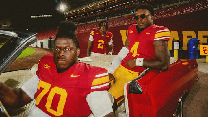 USC football unveiled the throwback uniforms to be worn by the Trojans during Saturday's game against Nebraska in Los Angeles.