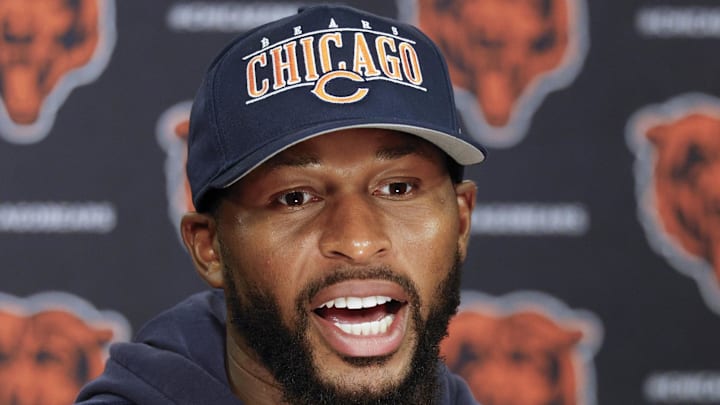 Jul 24, 2025; Lake Forest, IL, USA; Chicago Bears safety Kevin Byard III (31) speaks during training camp at Halas Hall. Mandatory Credit: Kamil Krzaczynski-Imagn Images
