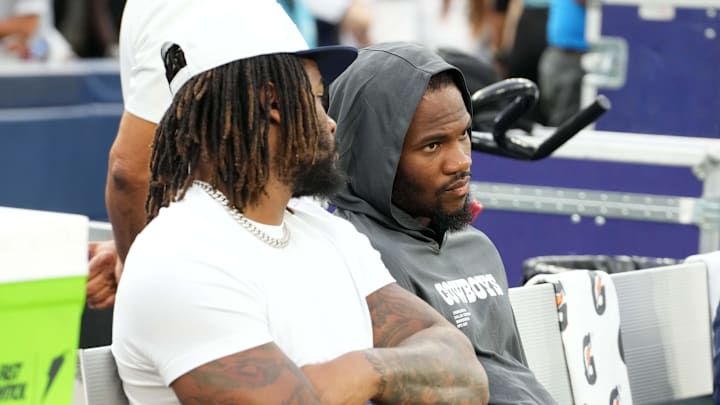 Dallas Cowboys defensive end Micah Parsons watches a game against the Los Angeles Rams at the SoFi Stadium. 
