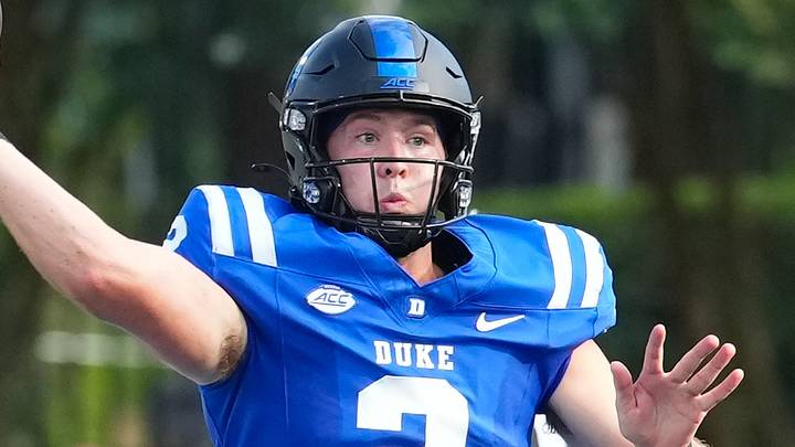 Sep 19, 2026; Durham, North Carolina, USA; Duke Blue Devils quarterback Walker Eget (2) throws the ball against the Stanford Cardinal during the first half at Wallace Wade Stadium. Mandatory Credit: James Guillory-Imagn Images Sep 19, 2026; Durham, North Carolina, USA; Duke Blue Devils quarterback Walker Eget (2) throws the ball against the Stanford Cardinal during the first half at Wallace Wade Stadium. Mandatory Credit: James Guillory-Imagn Images