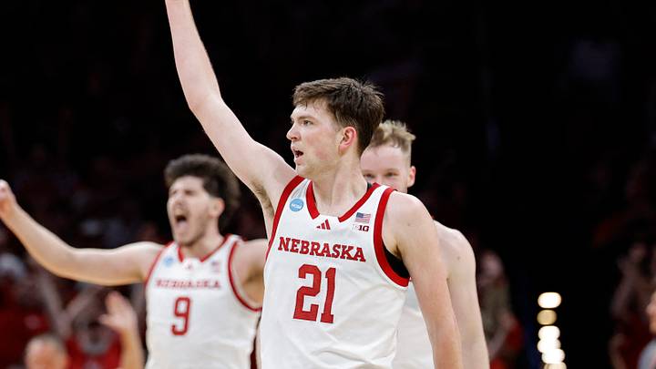 Pryce Sandfort reacts during the first half against the Troy Trojans during a first-round game of the NCAA Tournament. Pryce Sandfort reacts during the first half against the Troy Trojans during a first-round game of the NCAA Tournament.
