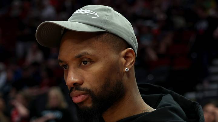 Jul 9, 2026; Portland, Oregon, USA; Damian Lillard attends the game between the Portland Fire and the Las Vegas Aces at Moda Center. Mandatory Credit: Soobum Im-Imagn Images Jul 9, 2026; Portland, Oregon, USA; Damian Lillard attends the game between the Portland Fire and the Las Vegas Aces at Moda Center. Mandatory Credit: Soobum Im-Imagn Images