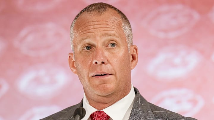 Jul 22, 2021; Charlotte, NC, USA; N.C. State Wolfpack coach Dave Doeren speaks to the media during the ACC Kickoff at The Westin Charlotte. Mandatory Credit: Jim Dedmon-Imagn Images Jul 22, 2021; Charlotte, NC, USA; N.C. State Wolfpack coach Dave Doeren speaks to the media during the ACC Kickoff at The Westin Charlotte. Mandatory Credit: Jim Dedmon-Imagn Images